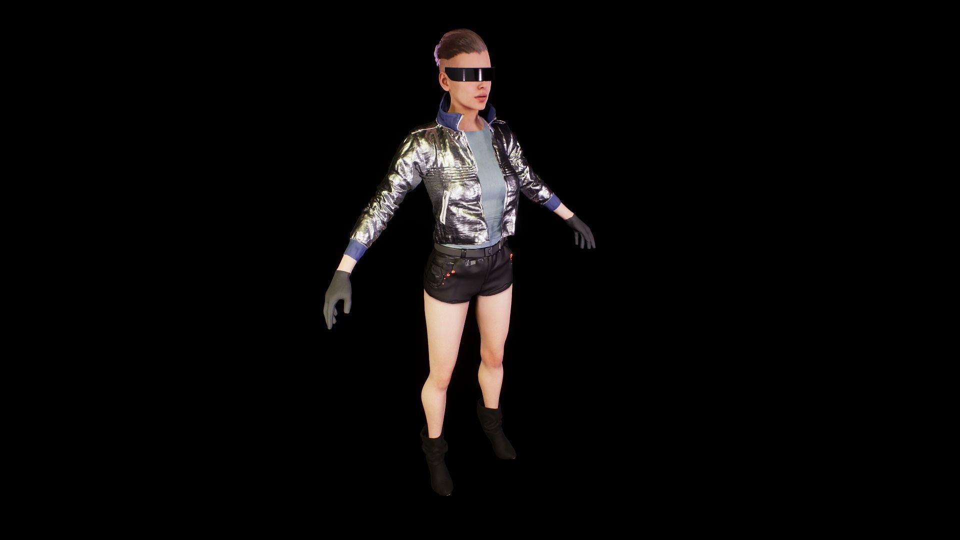 cyberpunk female a1 UNREAL ENGINE 4 22 Low-poly 3D model_16