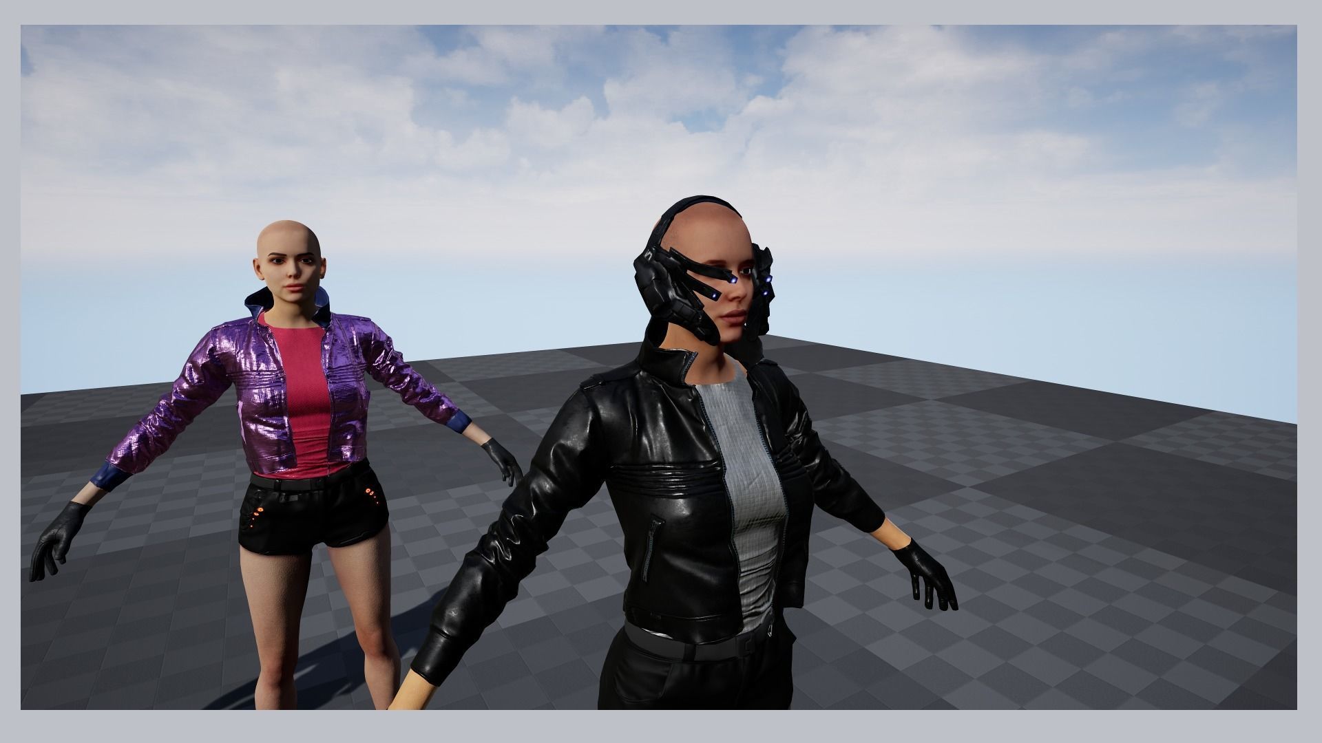 cyberpunk female a1 UNREAL ENGINE 4 22 Low-poly 3D model_5