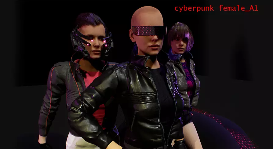 cyberpunk female a1 UNREAL ENGINE 4 22 Low-poly 3D model_0
