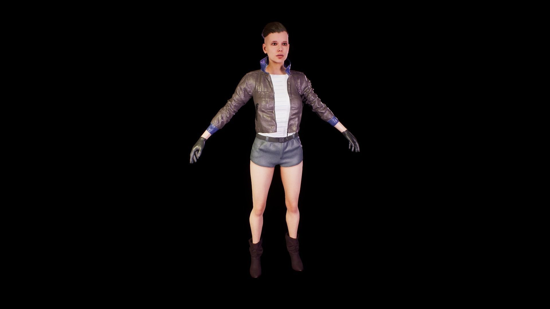 cyberpunk female a1 UNREAL ENGINE 4 22 Low-poly 3D model_18