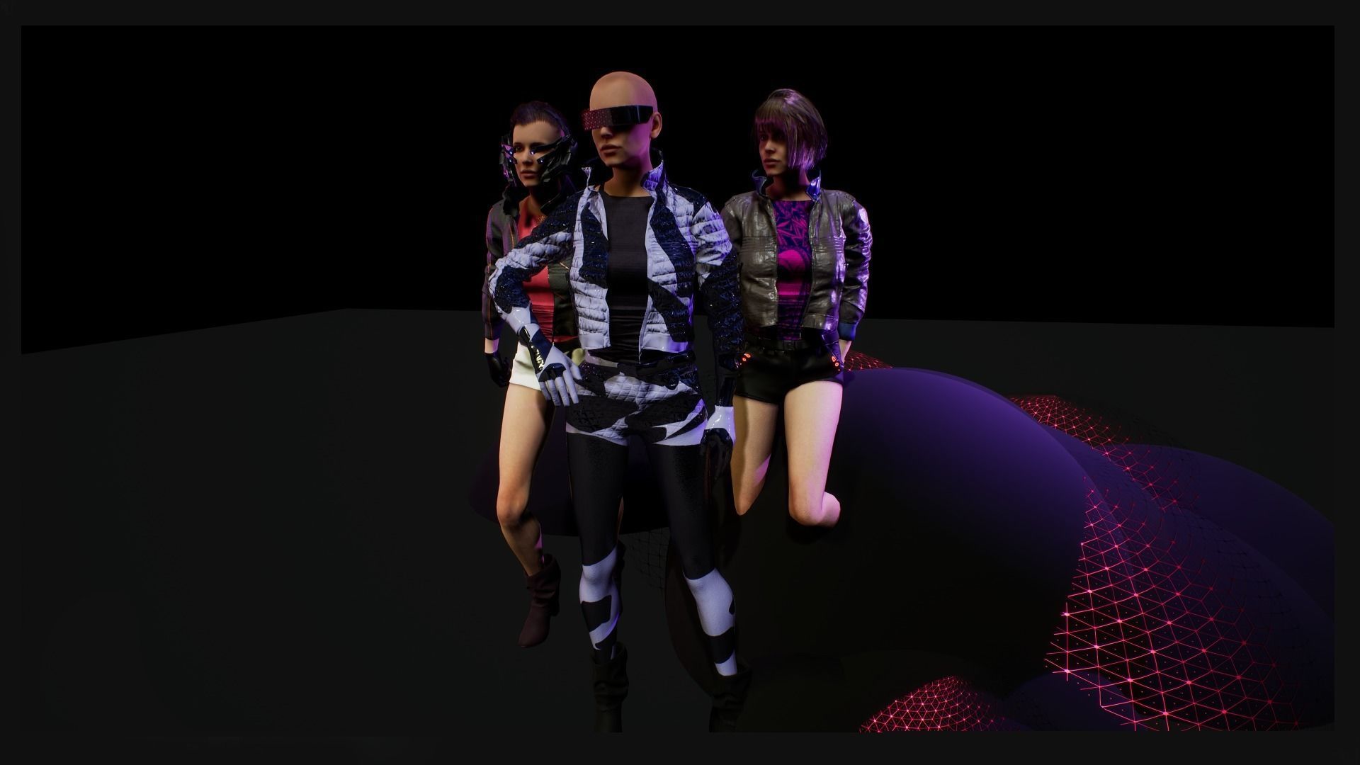 cyberpunk female a1 UNREAL ENGINE 4 22 Low-poly 3D model_19