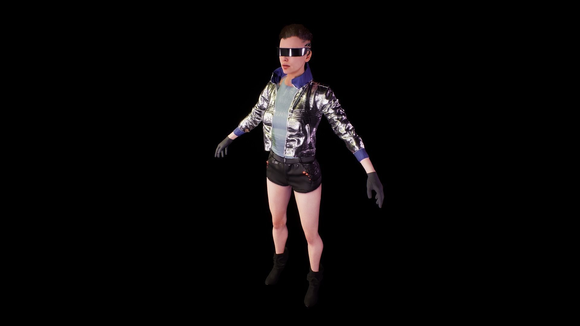 cyberpunk female a1 UNREAL ENGINE 4 22 Low-poly 3D model_17