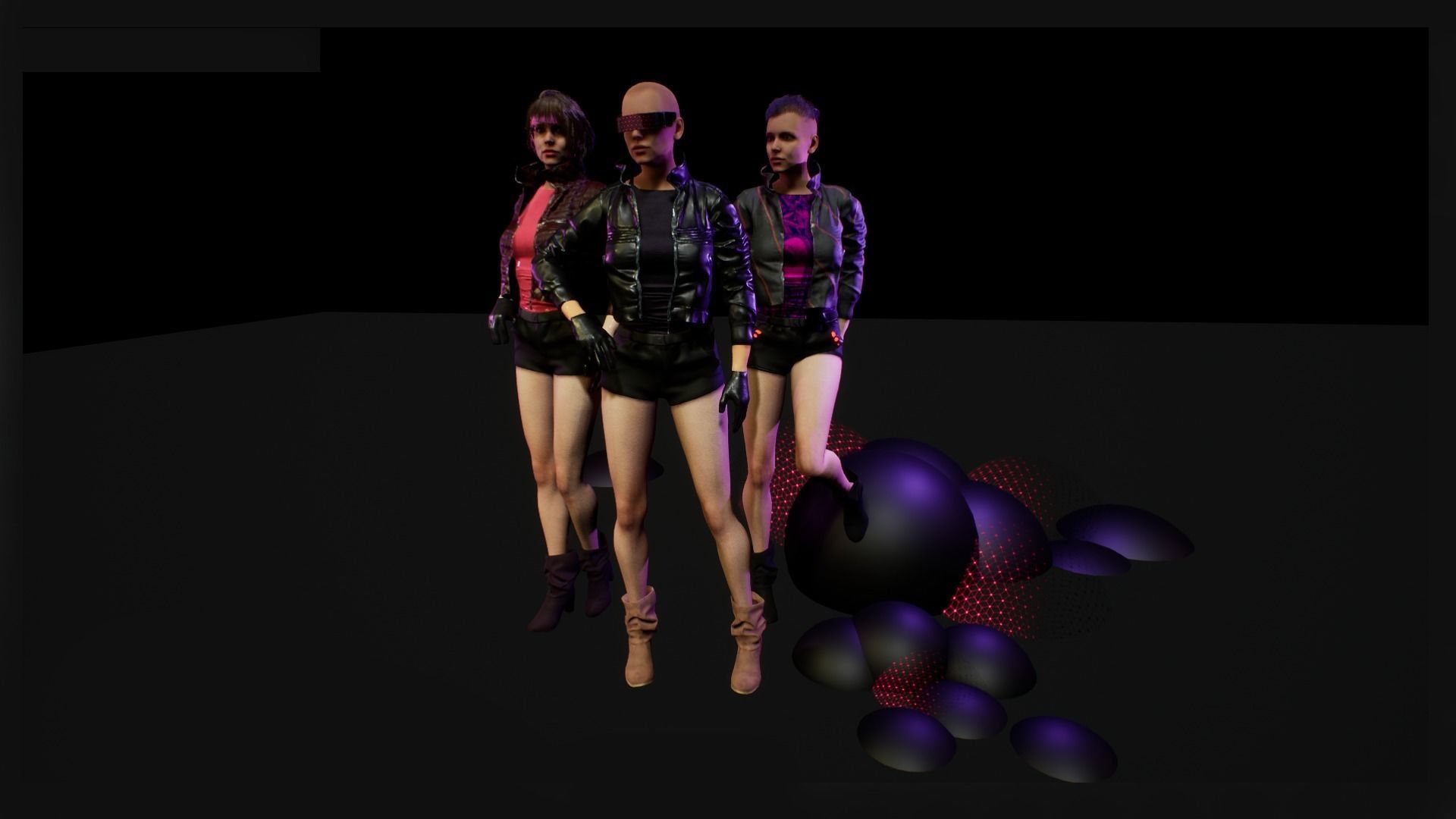 cyberpunk female a1 UNREAL ENGINE 4 22 Low-poly 3D model_9