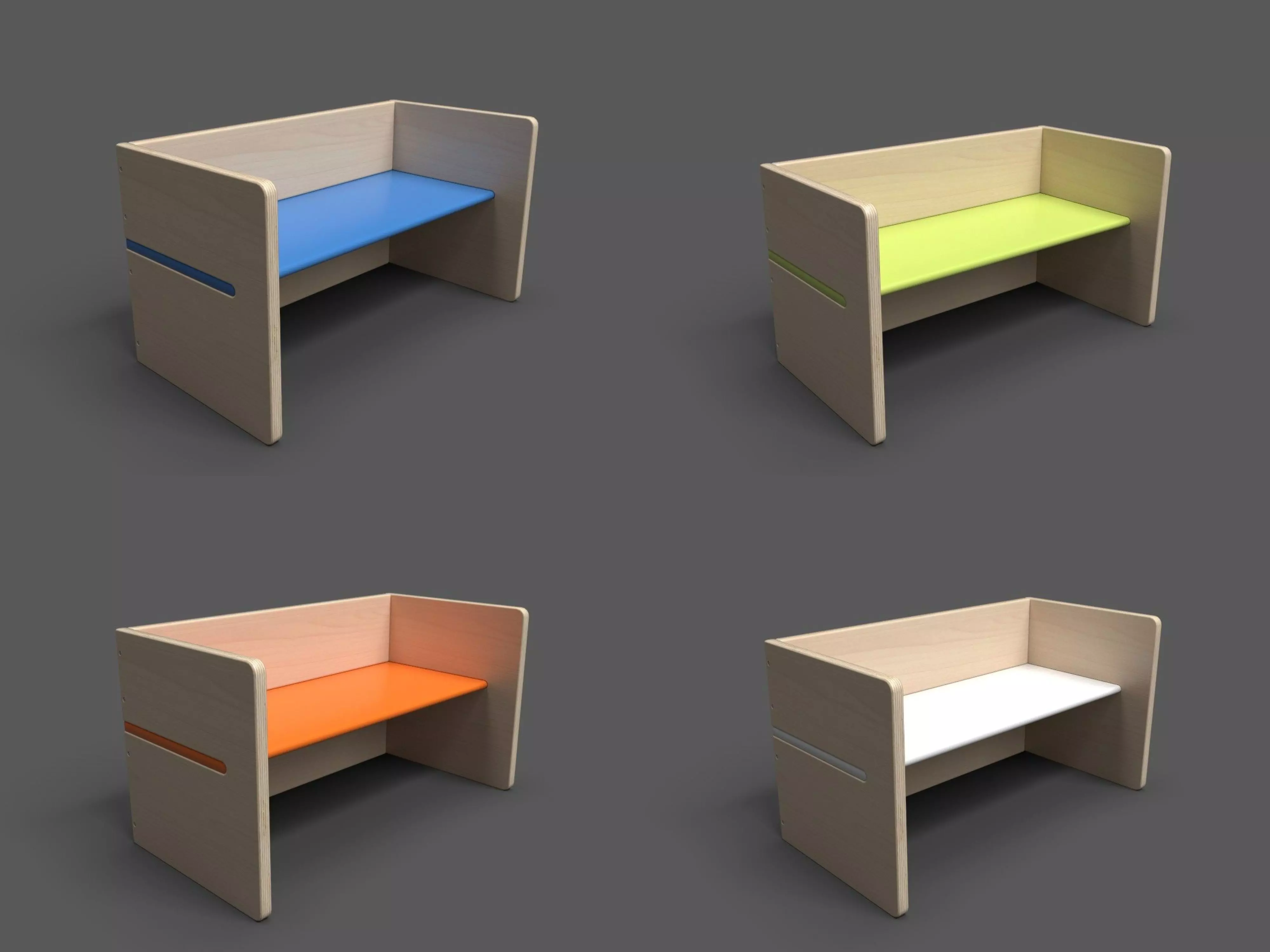 BenchPop wooden bench with seat Low-poly 3D model_0