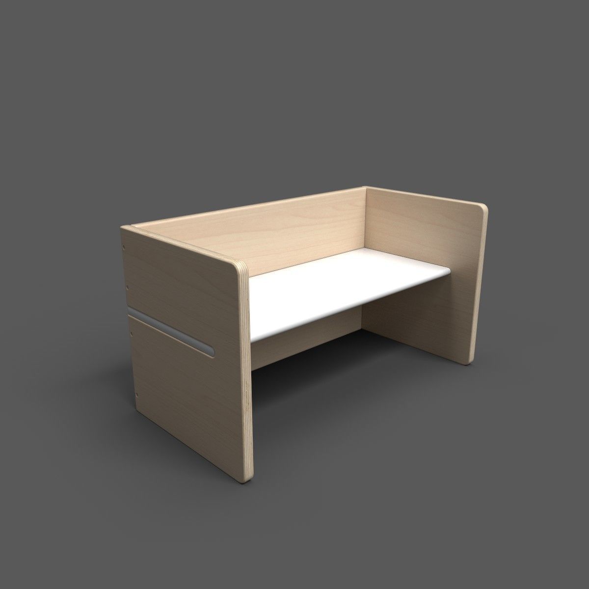 BenchPop wooden bench with seat Low-poly 3D model_8