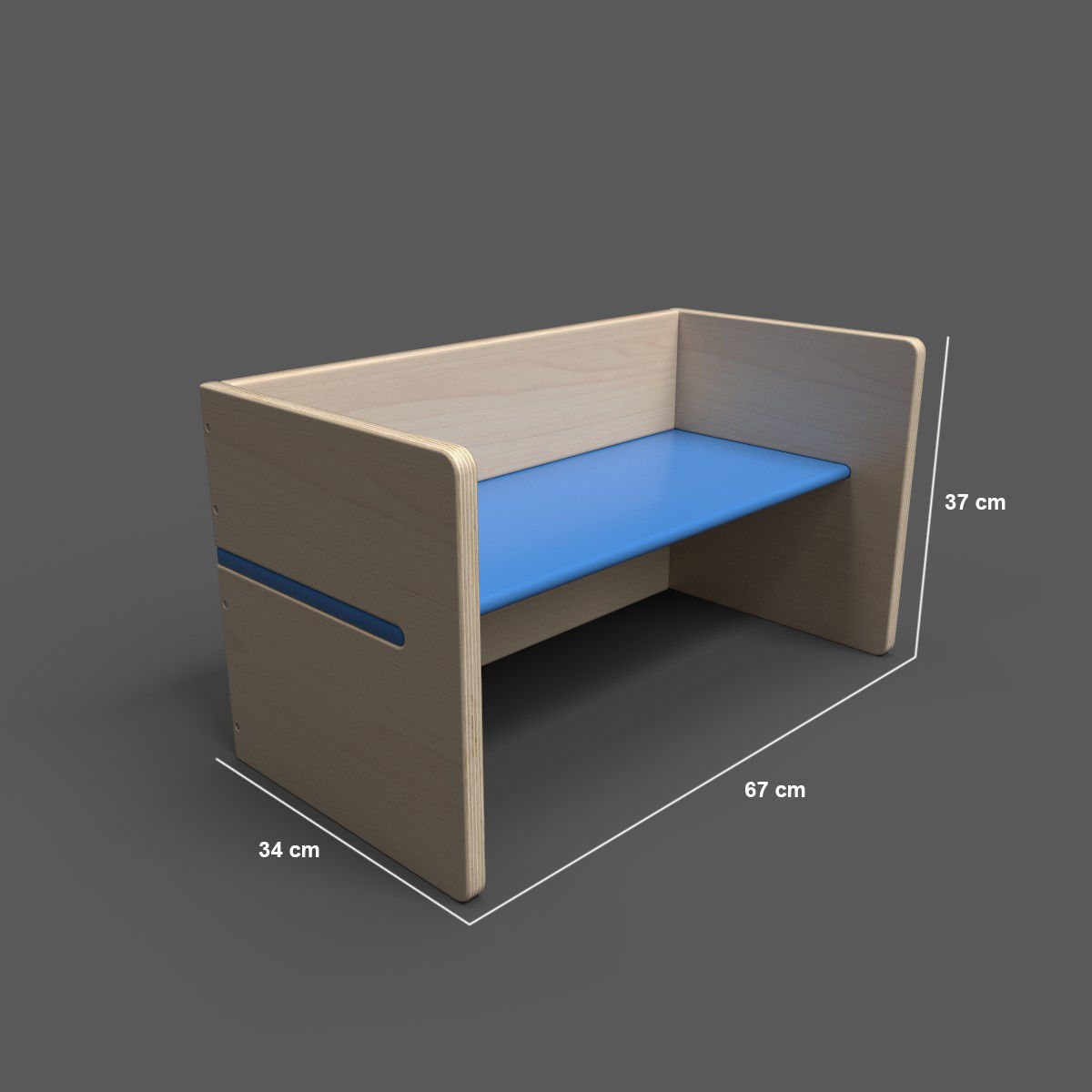 BenchPop wooden bench with seat Low-poly 3D model_6