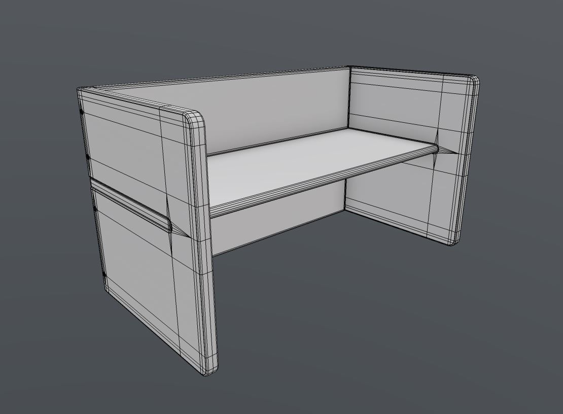 BenchPop wooden bench with seat Low-poly 3D model_5