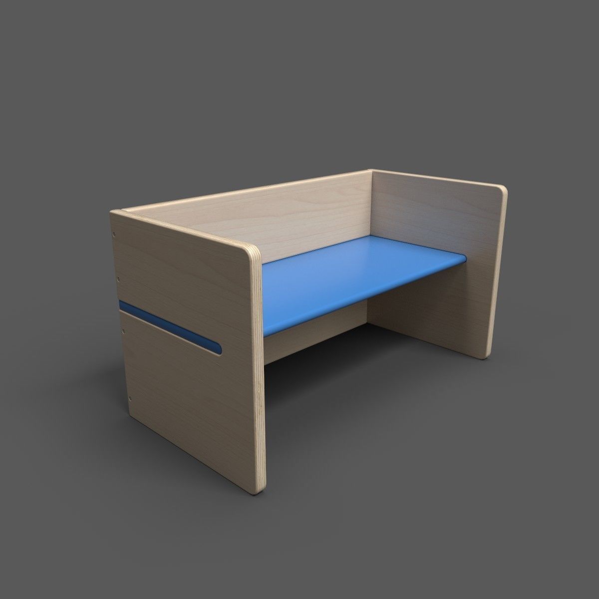BenchPop wooden bench with seat Low-poly 3D model_7
