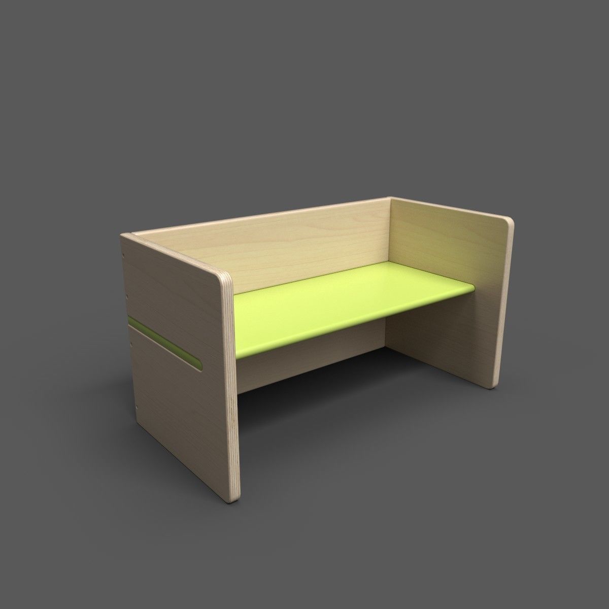 BenchPop wooden bench with seat Low-poly 3D model_10
