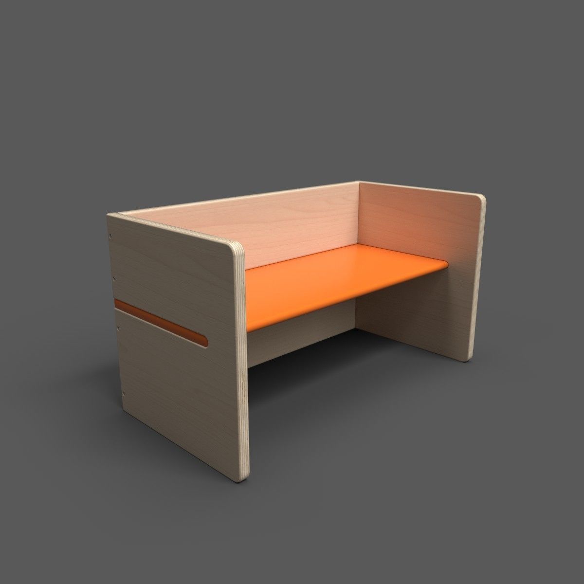 BenchPop wooden bench with seat Low-poly 3D model_9