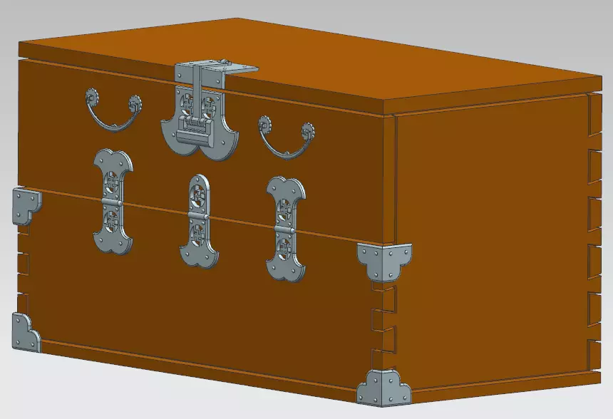 Wooden chest 3D model
