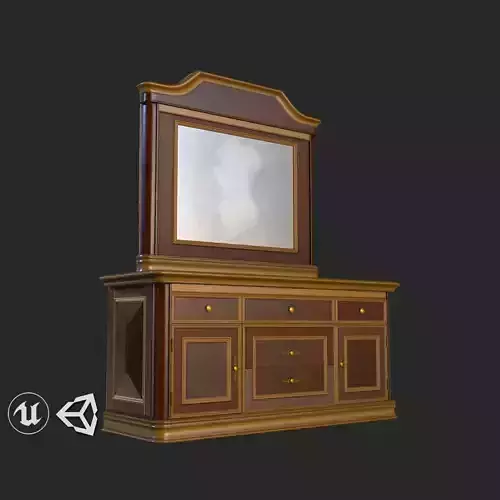 Vintage Furniture Dressing Table PBR Game Ready