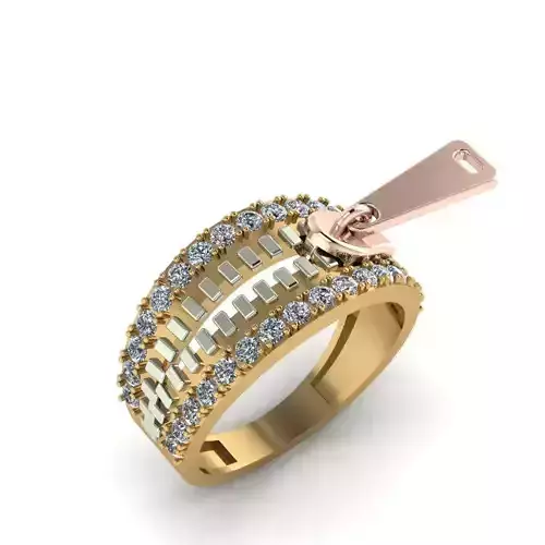 Ring7 gold and rose gold ring with diamonds 3D model