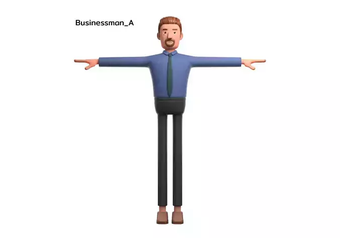 3D model Cartoon character  business man office on casual suit
