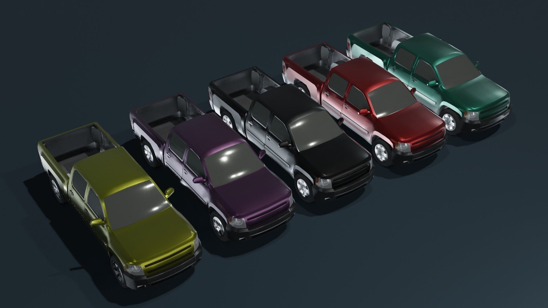 Pickup Truck Car Generic Low-poly 3D model_10