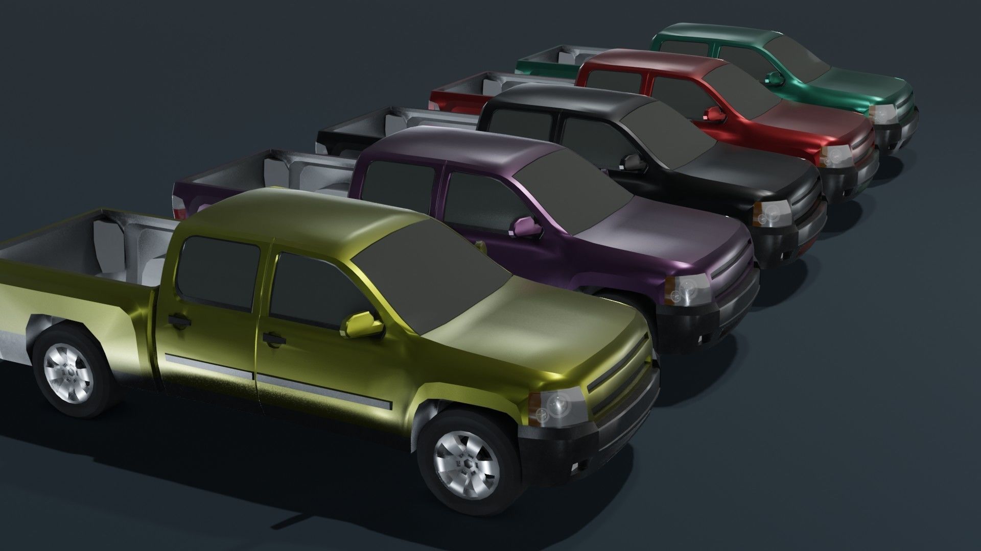 Pickup Truck Car Generic Low-poly 3D model_16