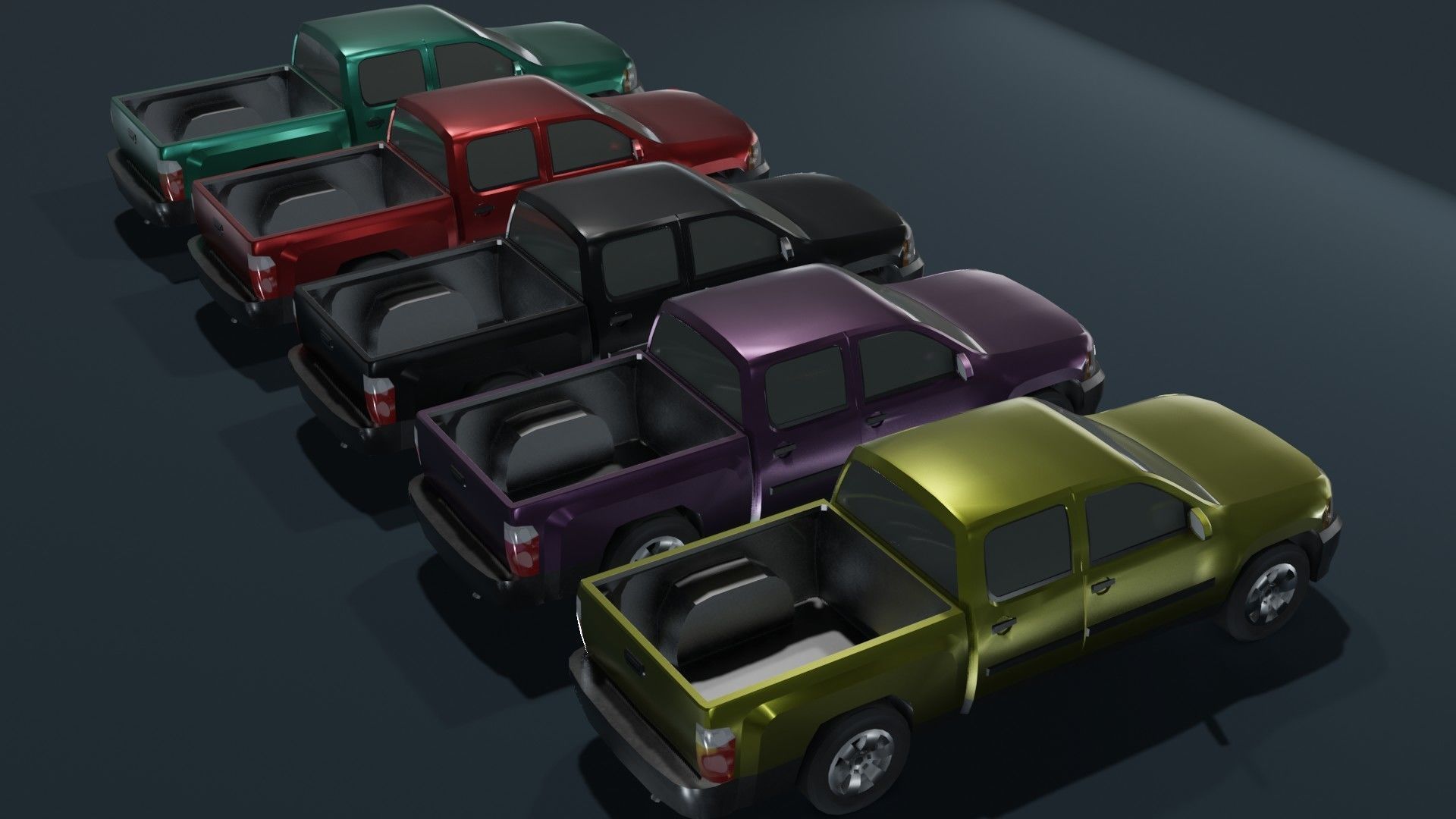 Pickup Truck Car Generic Low-poly 3D model_13