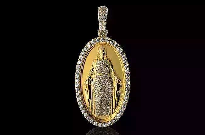 Virgin Mary With Diamonds Pendant N2
