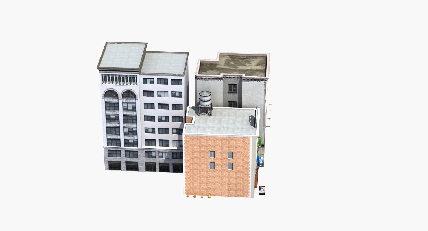 Downtown Stores Low-poly 3D model_34