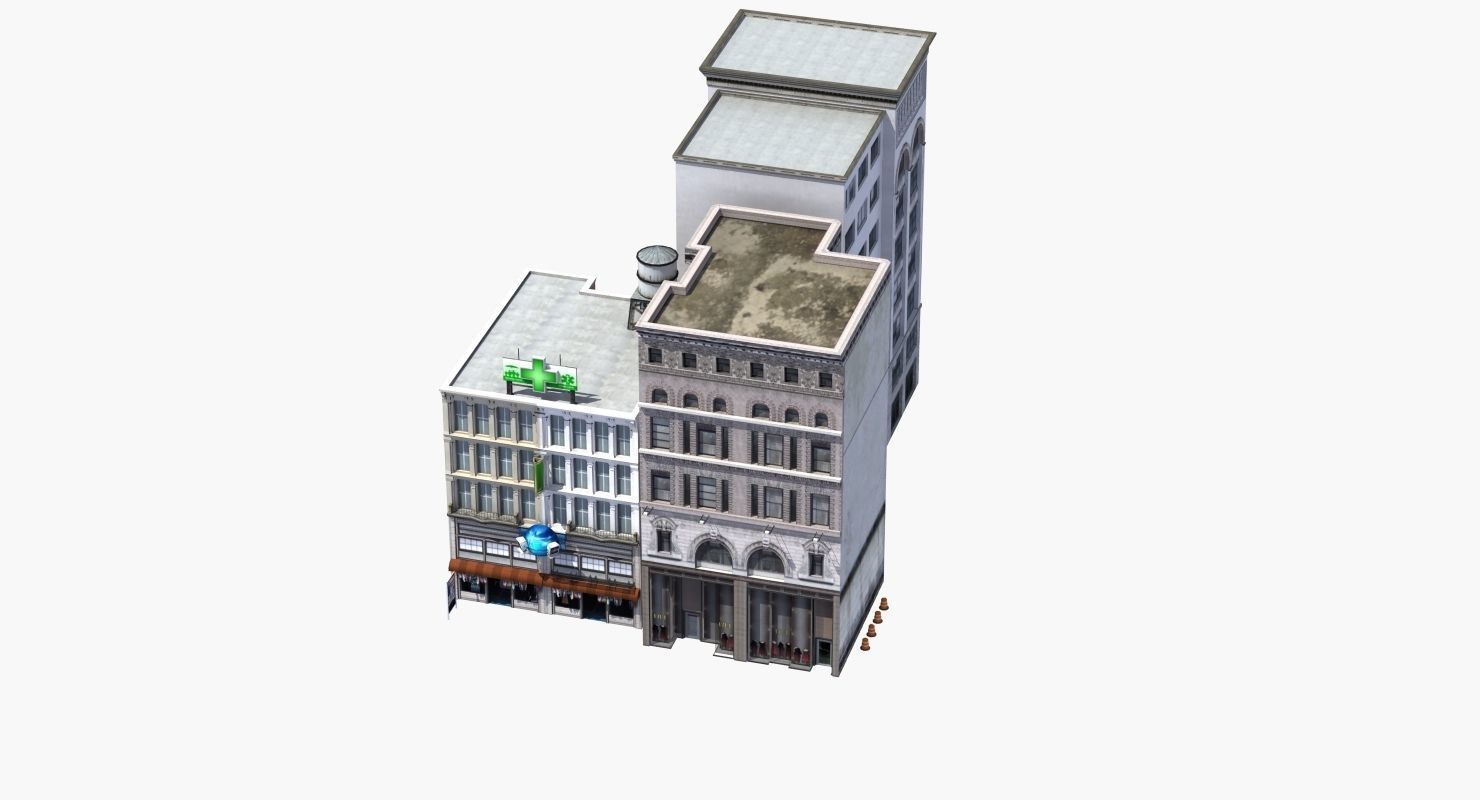 Downtown Stores Low-poly 3D model_29