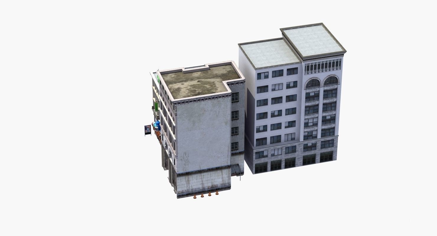 Downtown Stores Low-poly 3D model_44