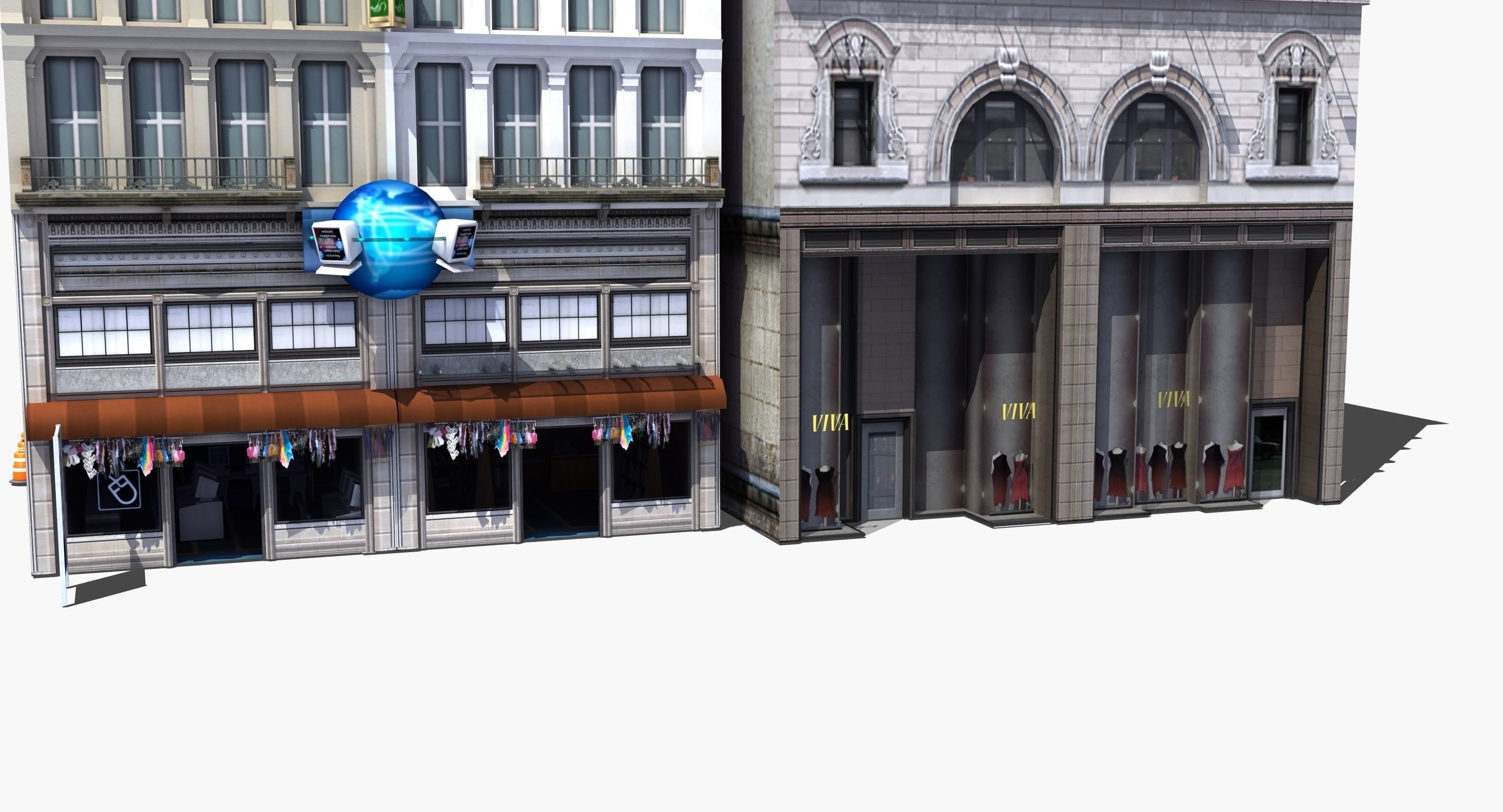 Downtown Stores Low-poly 3D model_16