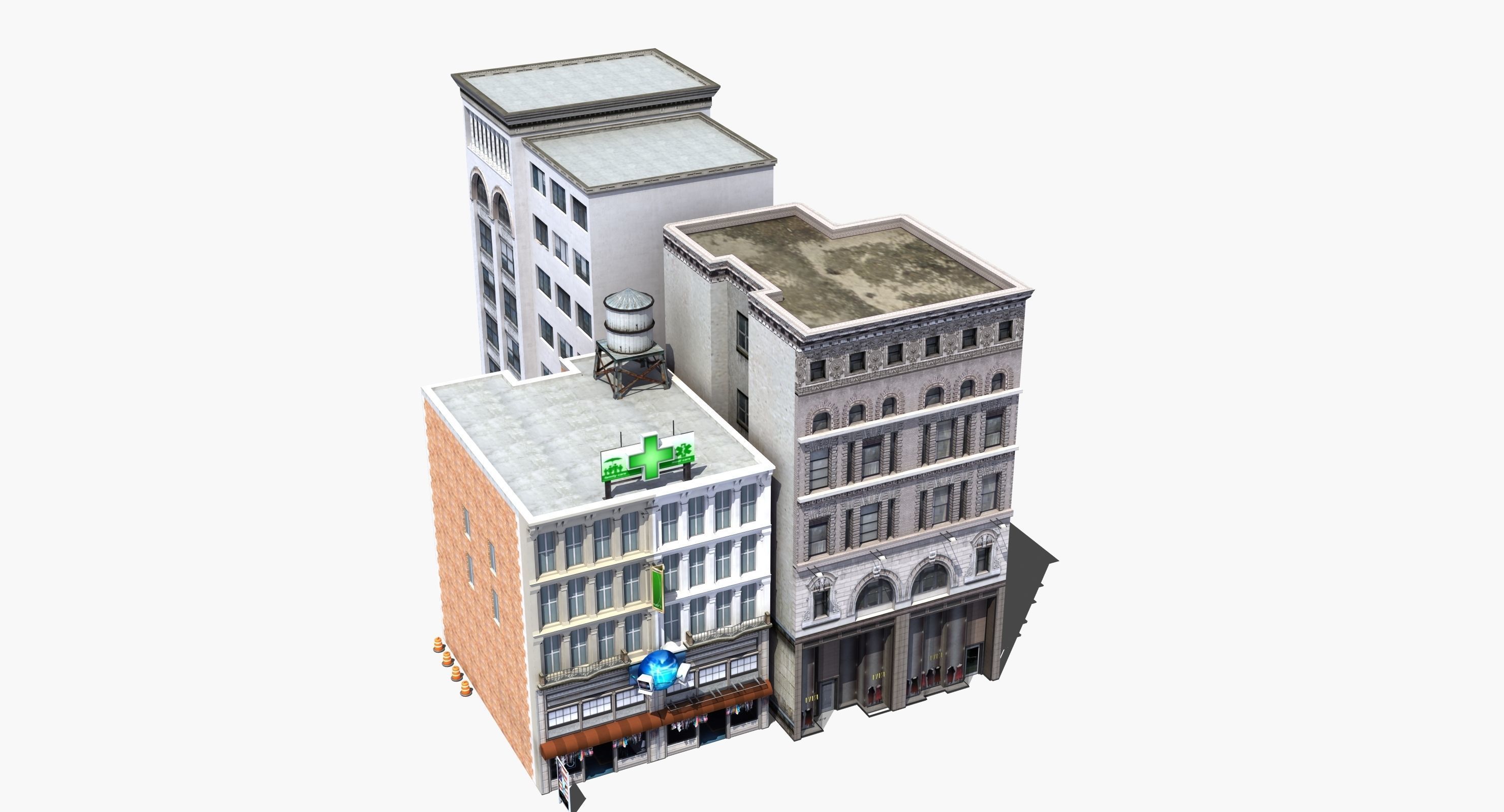 Downtown Stores Low-poly 3D model_15