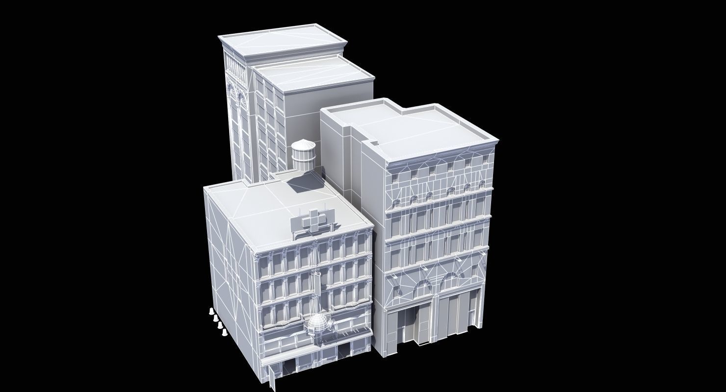 Downtown Stores Low-poly 3D model_25