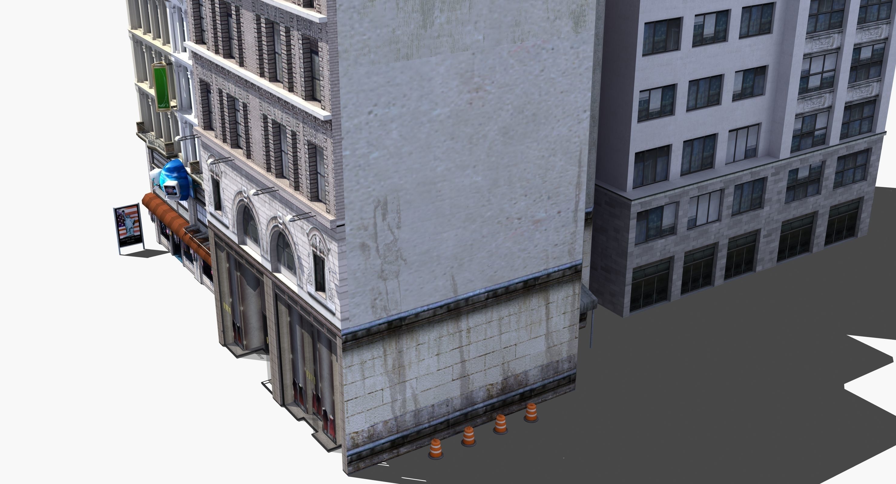 Downtown Stores Low-poly 3D model_12