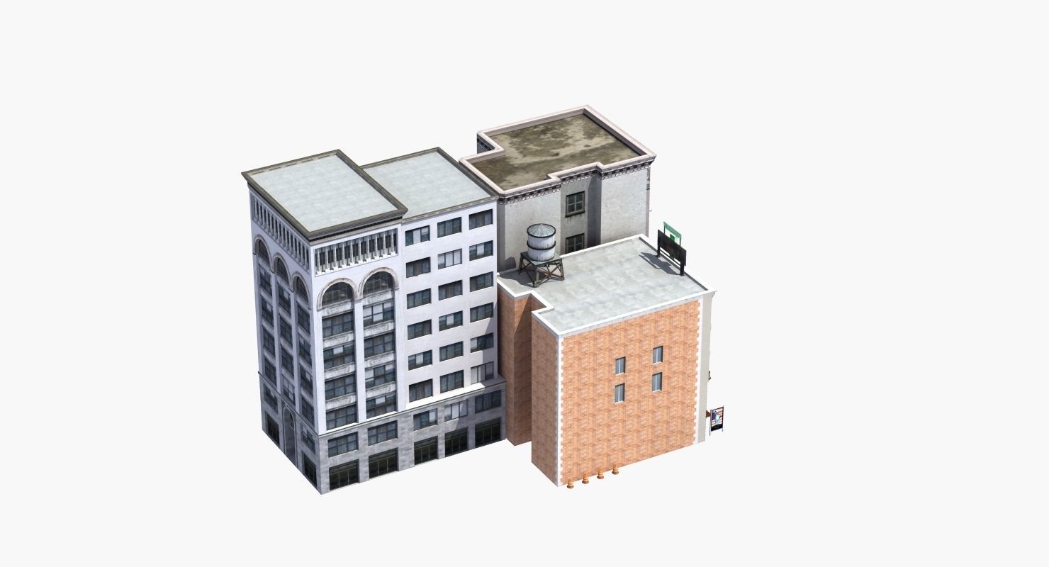 Downtown Stores Low-poly 3D model_36