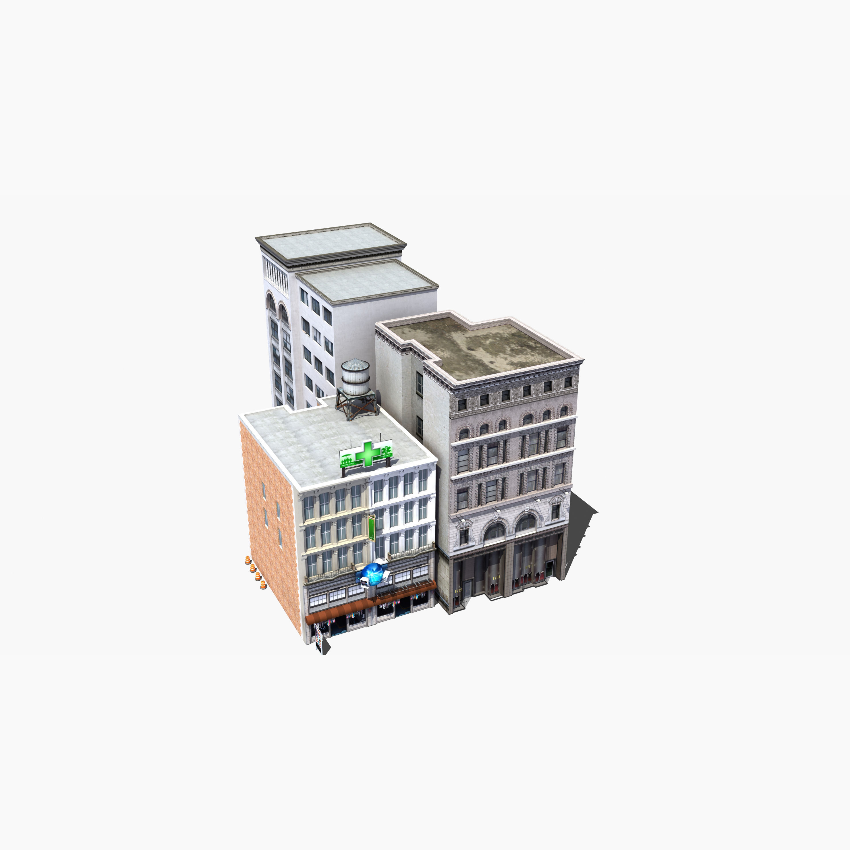 Downtown Stores Low-poly 3D model_18