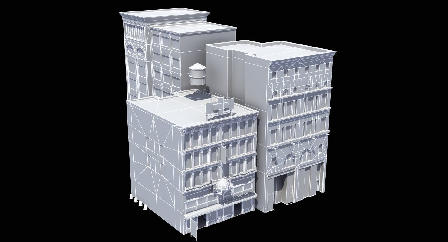 Downtown Stores Low-poly 3D model_20