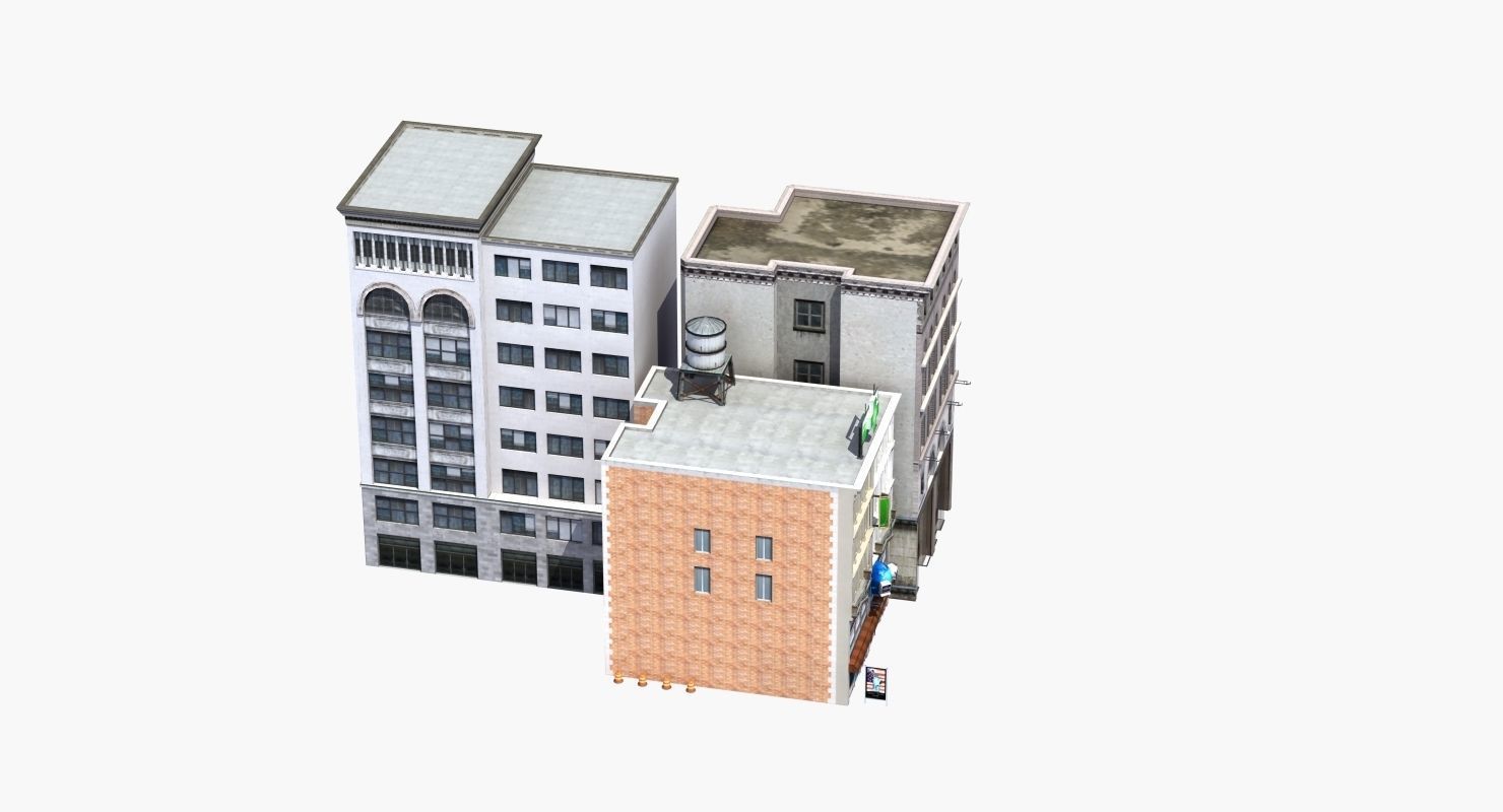 Downtown Stores Low-poly 3D model_33