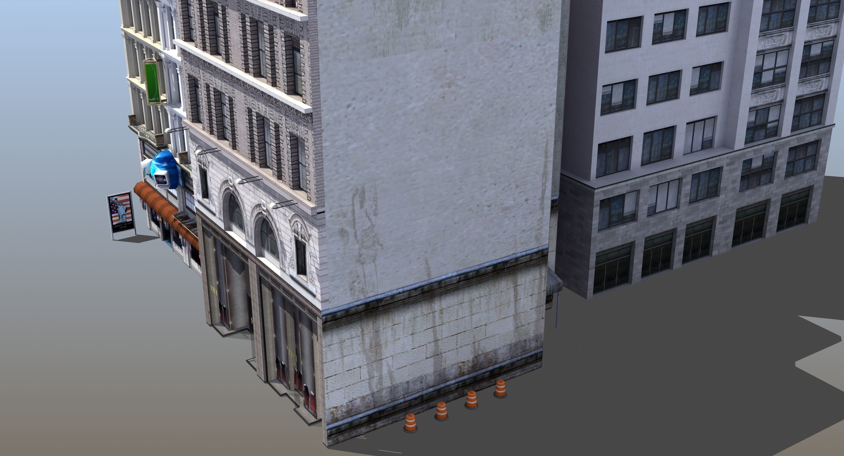 Downtown Stores Low-poly 3D model_4
