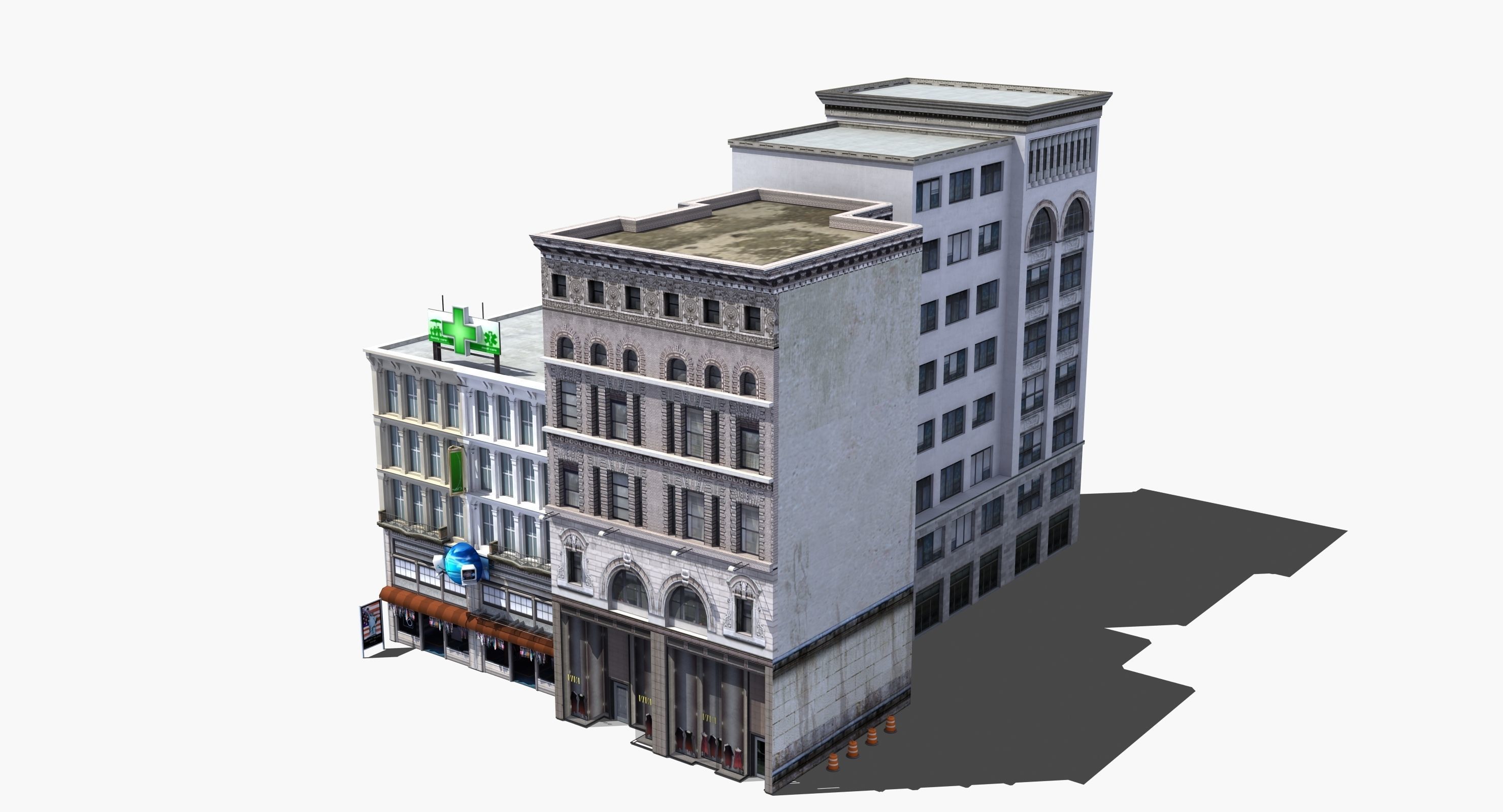 Downtown Stores Low-poly 3D model_14
