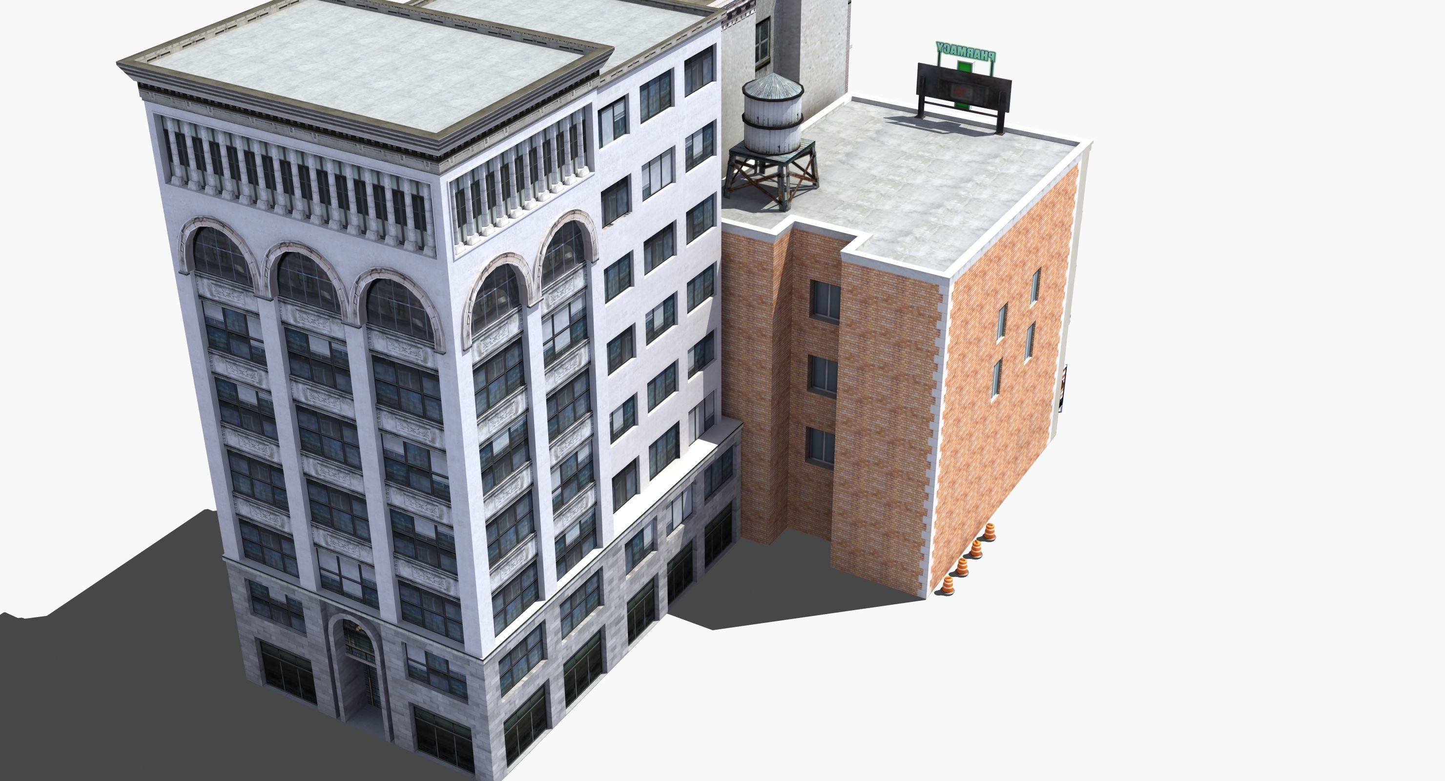 Downtown Stores Low-poly 3D model_11
