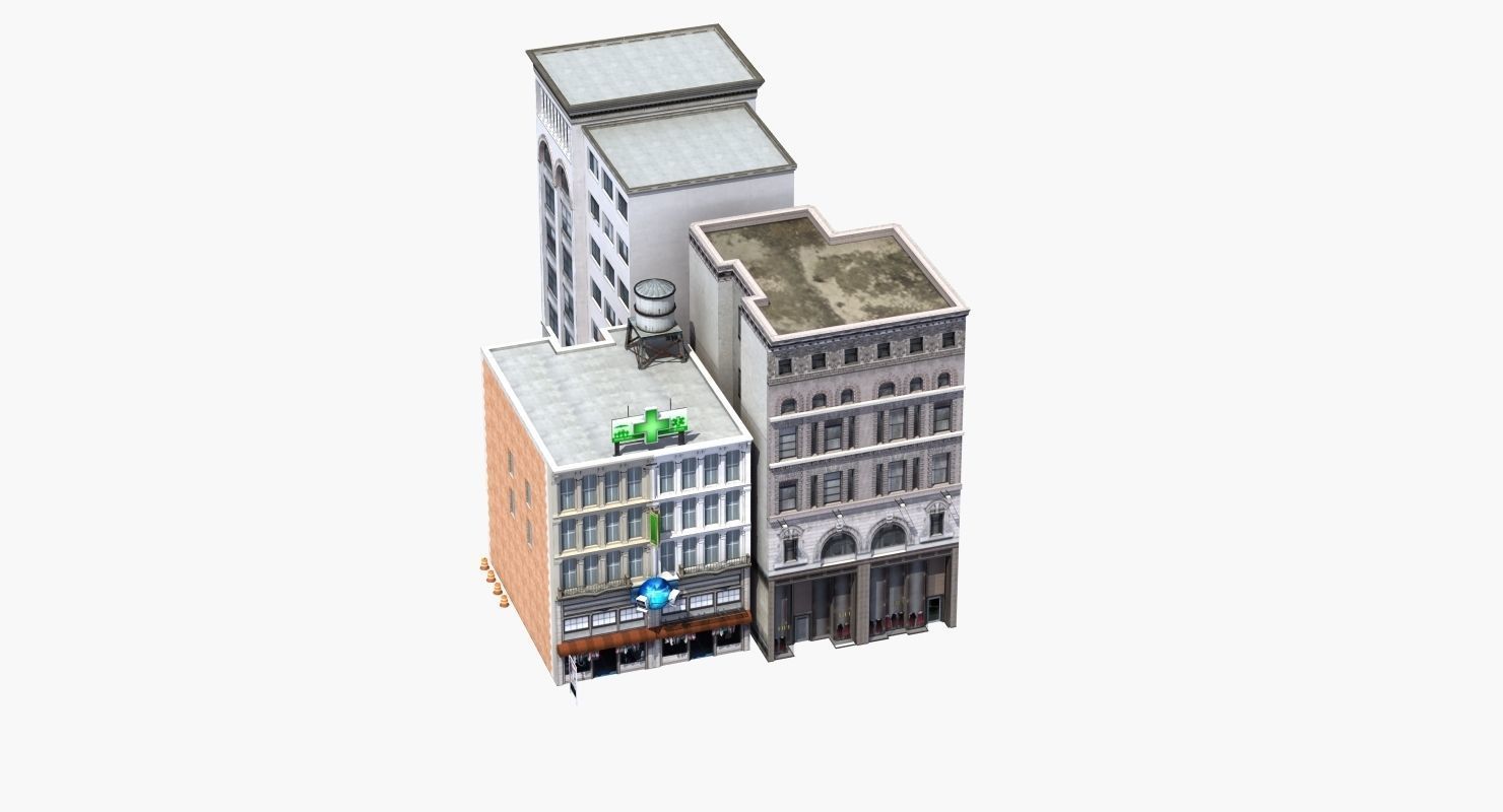Downtown Stores Low-poly 3D model_30