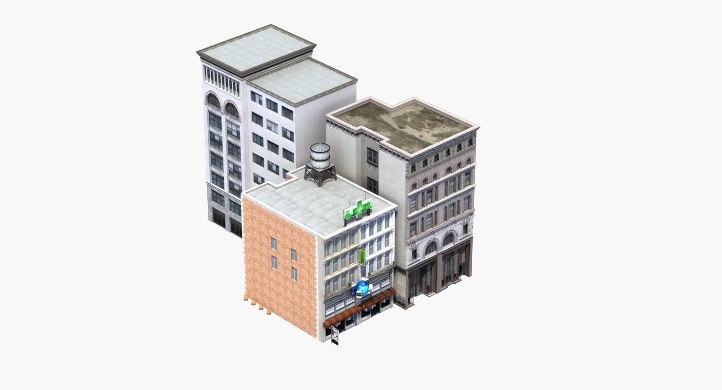 Downtown Stores Low-poly 3D model_31