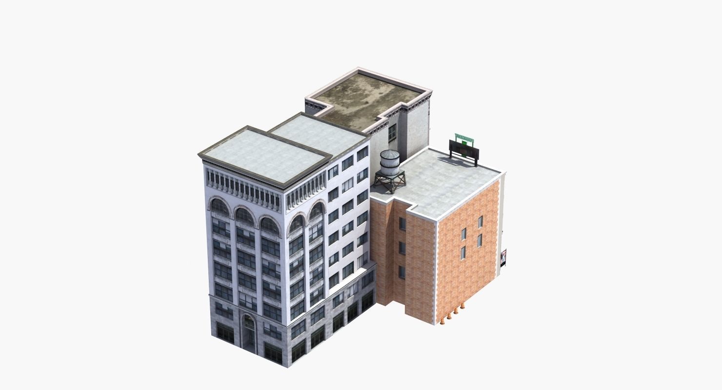 Downtown Stores Low-poly 3D model_37