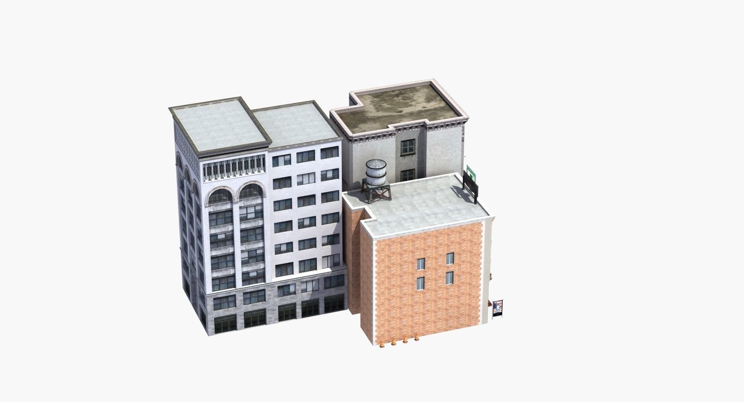 Downtown Stores Low-poly 3D model_35