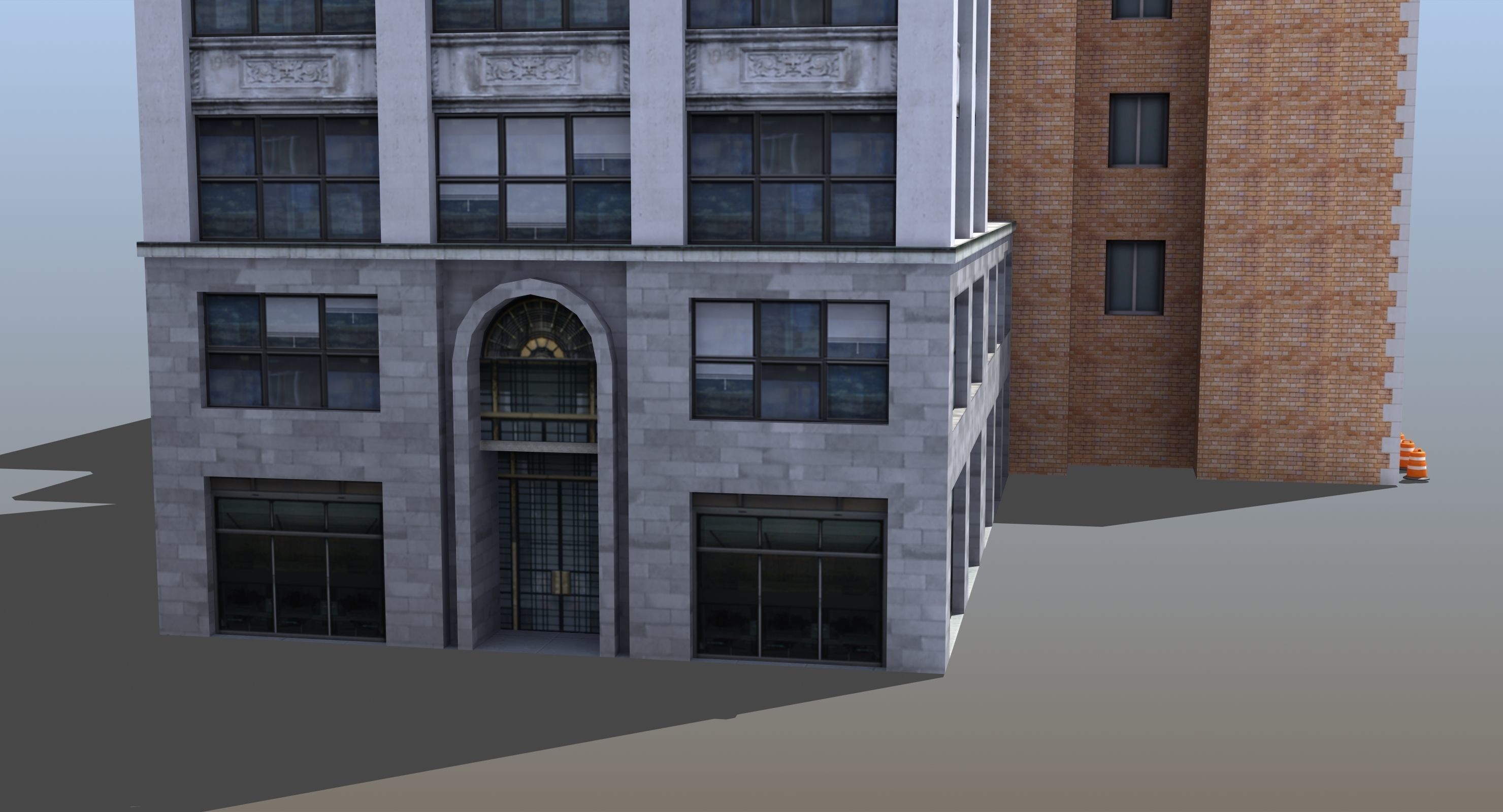 Downtown Stores Low-poly 3D model_9