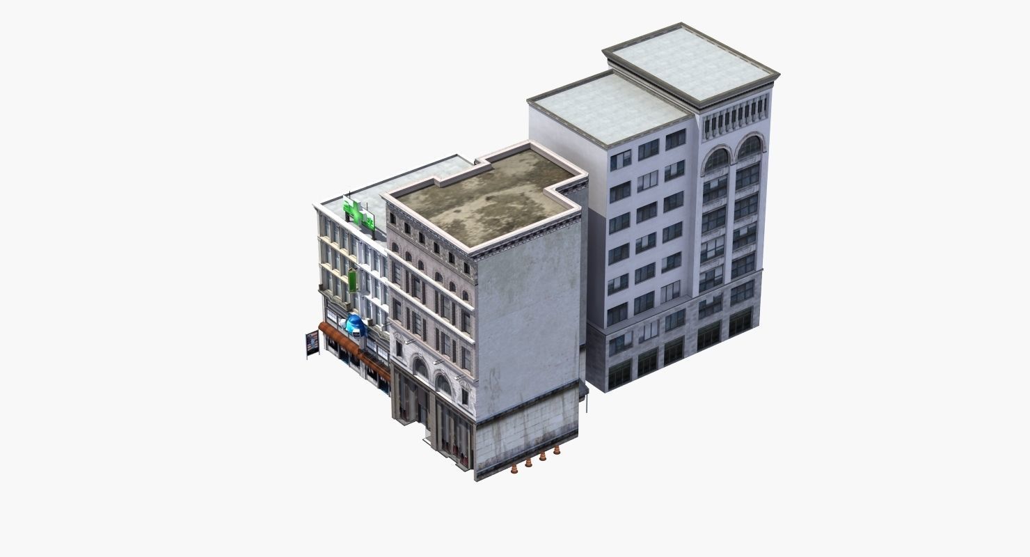 Downtown Stores Low-poly 3D model_28