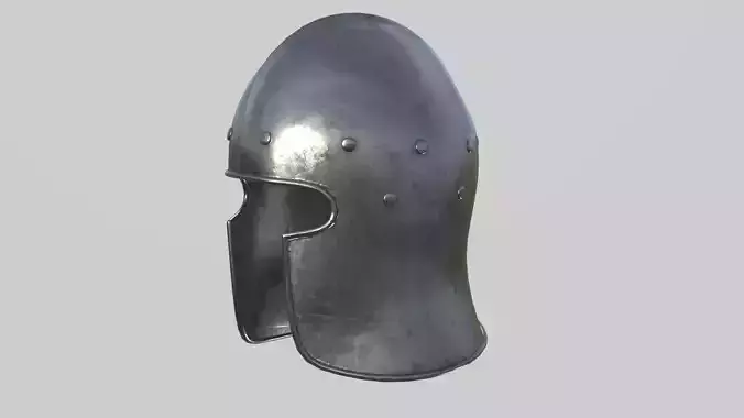 Medieval Barbute Helmet Low-poly 3D model