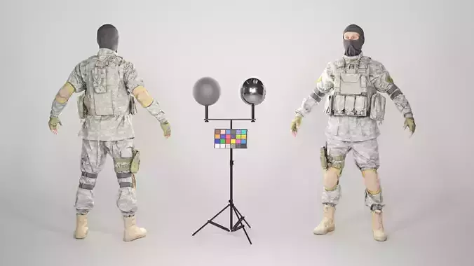 Military man in balaclava 130 Low-poly 3D model