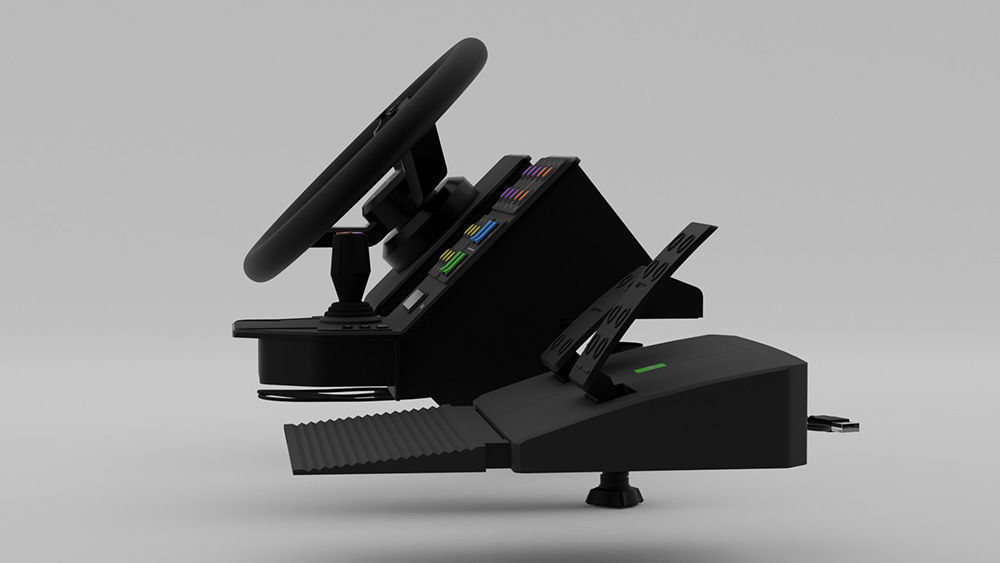 Saitek steering wheel with controller 3D model_1