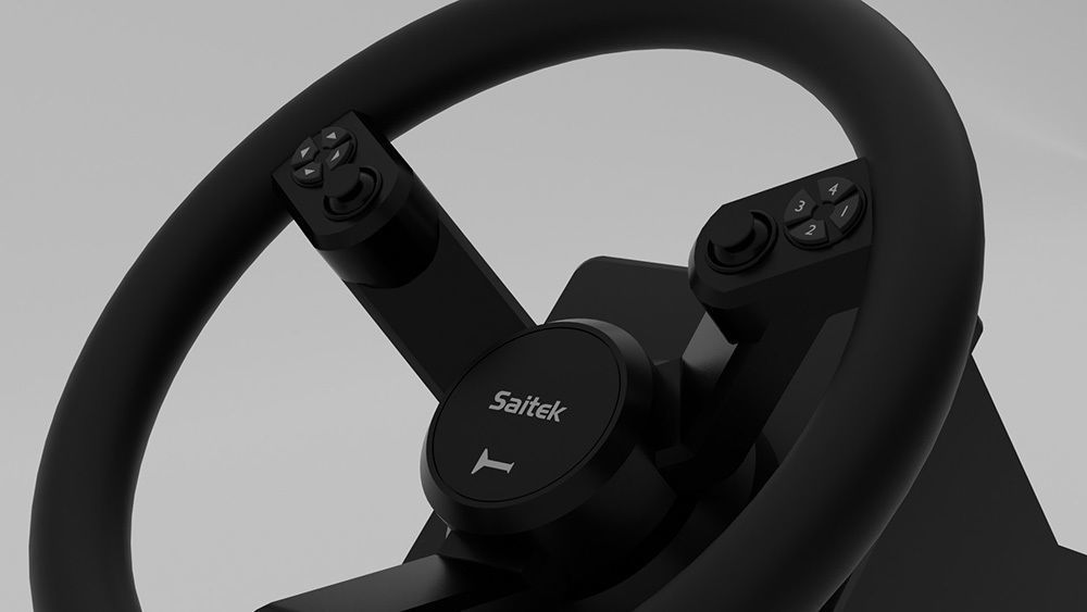 Saitek steering wheel with controller 3D model_3