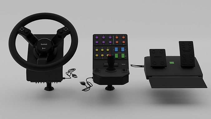 Saitek steering wheel with controller 3D model