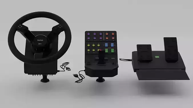 Saitek steering wheel with controller 3D model