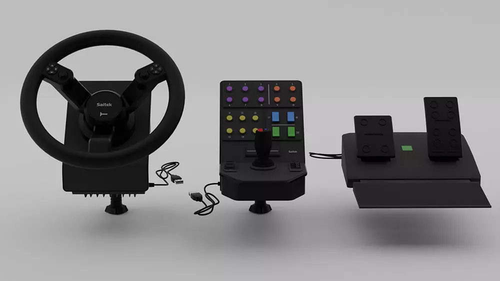 Saitek steering wheel with controller 3D model_0