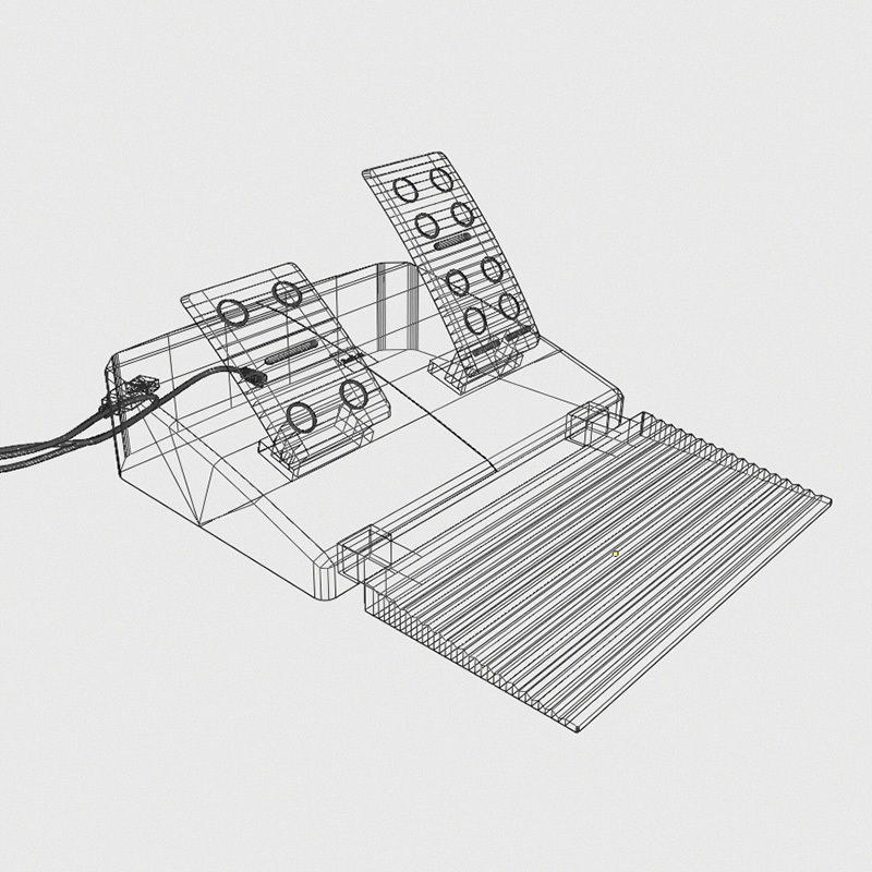 Saitek steering wheel with controller 3D model_10
